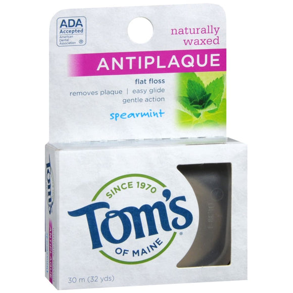 Tom's of Maine Naturally Waxed Anti-Plaque Flat Floss Spearmint - 32 YD