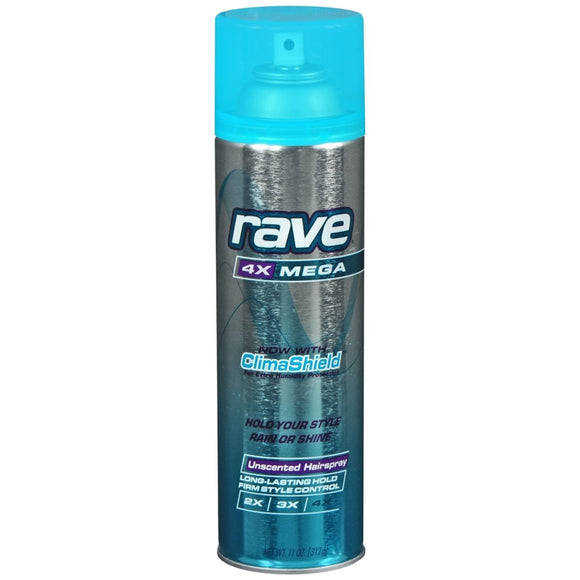 Rave 4X Mega Hairspray Unscented - 11 OZ