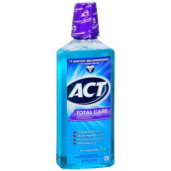 ACT Total Care Anticavity Fluoride Mouthwash Icy Clean Mint - 18 OZ