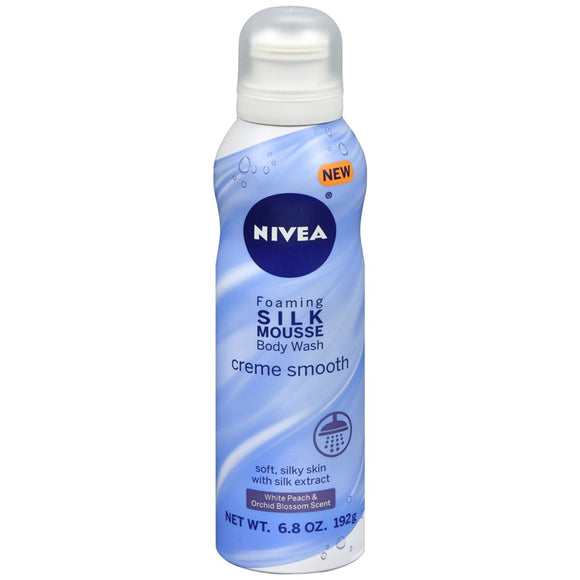 Nivea Foaming Silk Mousse Body Wash White Peach & Orchid Blossom Scent - 6.8 OZ