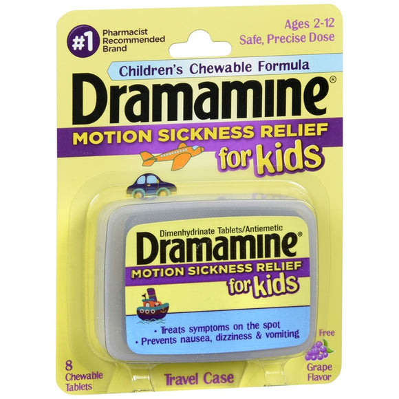 Dramamine for Kids Motion Sickness Relief Chewable Tablets Grape - 8 TB