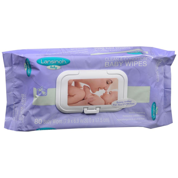 Lansinoh Baby Clean & Condition Baby Wipes - 80 EA