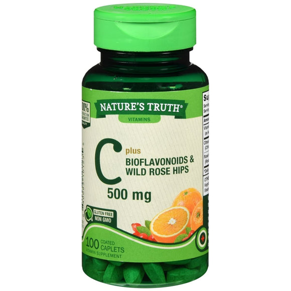 Nature's Truth C 500 mg Plus Bioflavonoids & Wild Rose Hips Vitamin Supplement Caplets - 100 TB