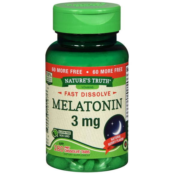 Nature's Truth Melatonin 3 mg Fast Dissolve Tabs Natural Berry Flavor - 180 TB