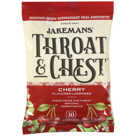 Jakemans Throat & Chest Lozenges Cherry Flavored - 30 EA