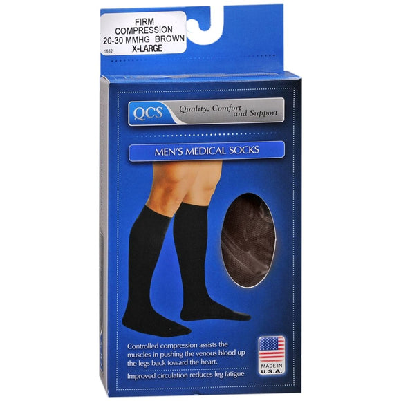 QCS Men's Medical Legwear Firm Brown Extra Large 1 PR