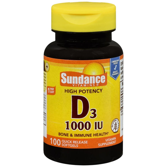 Sundance High Potency Vitamin D3 1000 IU Quick Release Softgels - 100 CP