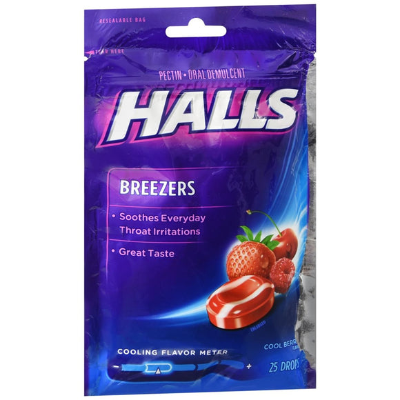 Halls Breezers Drops Cool Berry - 25 EA