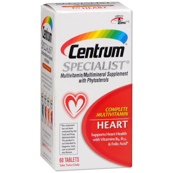 Centrum Specialist Heart Multivitamin/Multimineral Supplement with Phytosterols Tablets - 60 TB