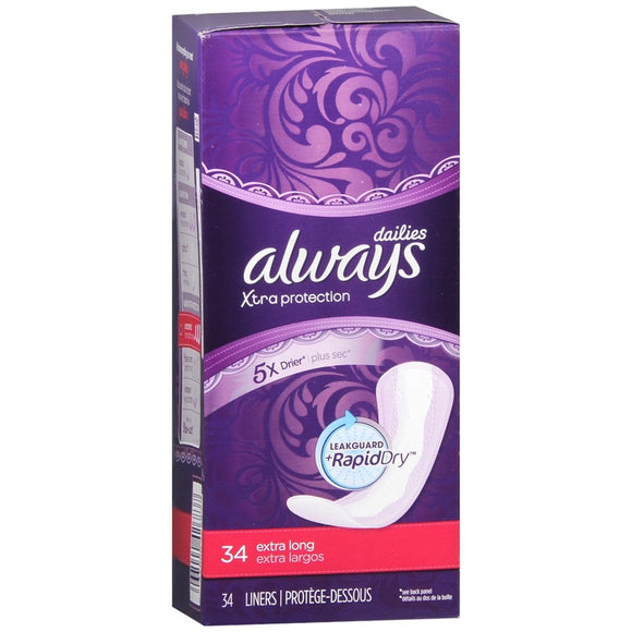 Always Dailies Xtra Protection Liners Extra Long - 34 EA