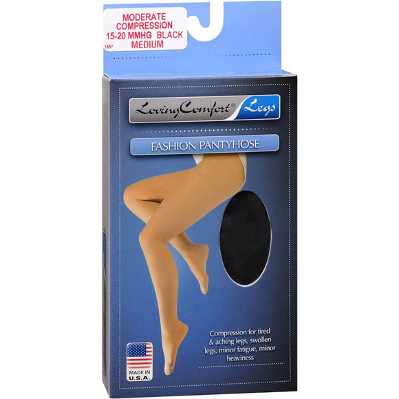 Loving Comfort Fashion Pantyhose Moderate Black Medium 1 EA