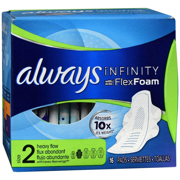 Always Infinity with FlexFoam Pads with Flexi-Wings Size 2 Heavy Flow - 16 EA