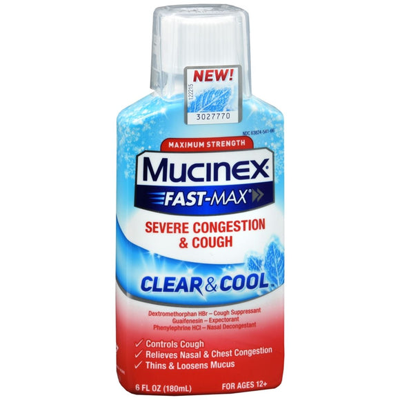 Mucinex Fast-Max Severe Congestion & Cough Clear & Cool Liquid - 6 OZ