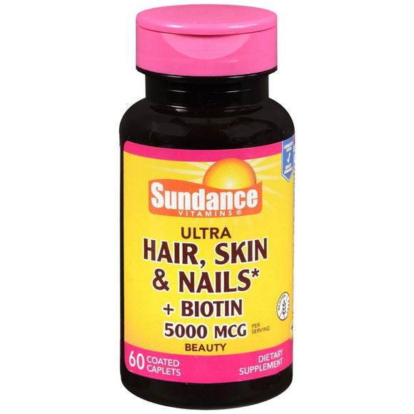 Sundance Ultra Hair, Skin & Nails + Biotin 3000 mcg per Serving Coated Caplets - 60 CP