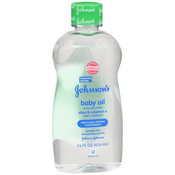 JOHNSON'S Baby Oil Aloe Vera & Vitamin E - 14 OZ