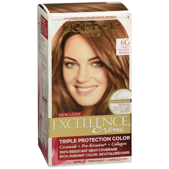 L'Oreal Excellence Triple Protection Color Non-Drip Creme 6G- Light Golden Brown - 1 EA