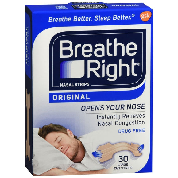Breathe Right Nasal Strips Original Tan Small/Medium - 30 EA