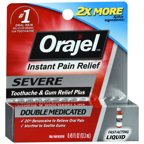 Orajel Severe Toothache & Gum Relief Plus Liquid - 0.45 OZ